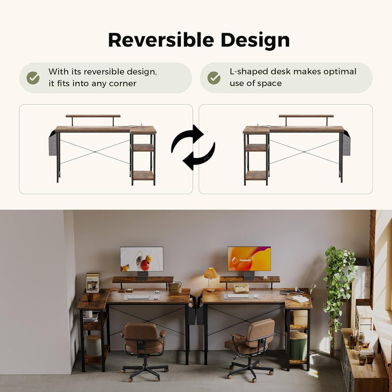 Small L Shaped Desk with Power Outlets 100