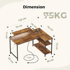 Small L Shaped Desk with Power Outlets 100
