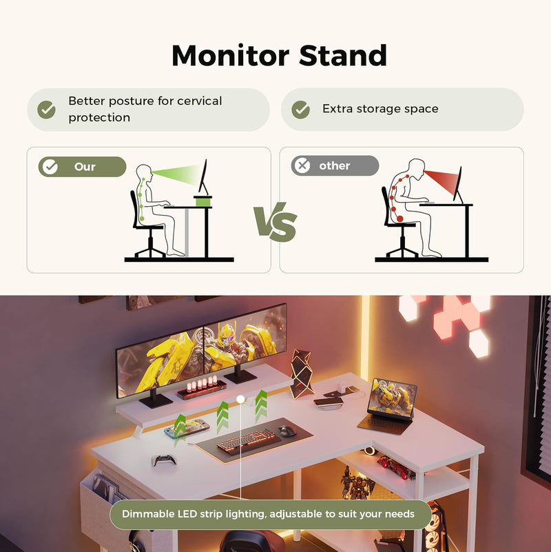 Small L Shaped Desk with Power Outlets 100