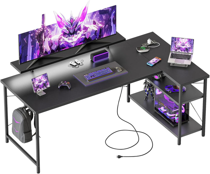 Small L Shaped Desk with Power Outlets 100