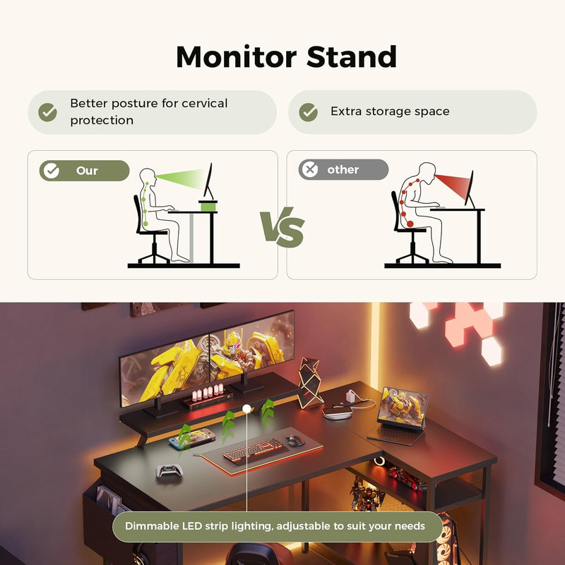 Small L Shaped Desk with Power Outlets 100