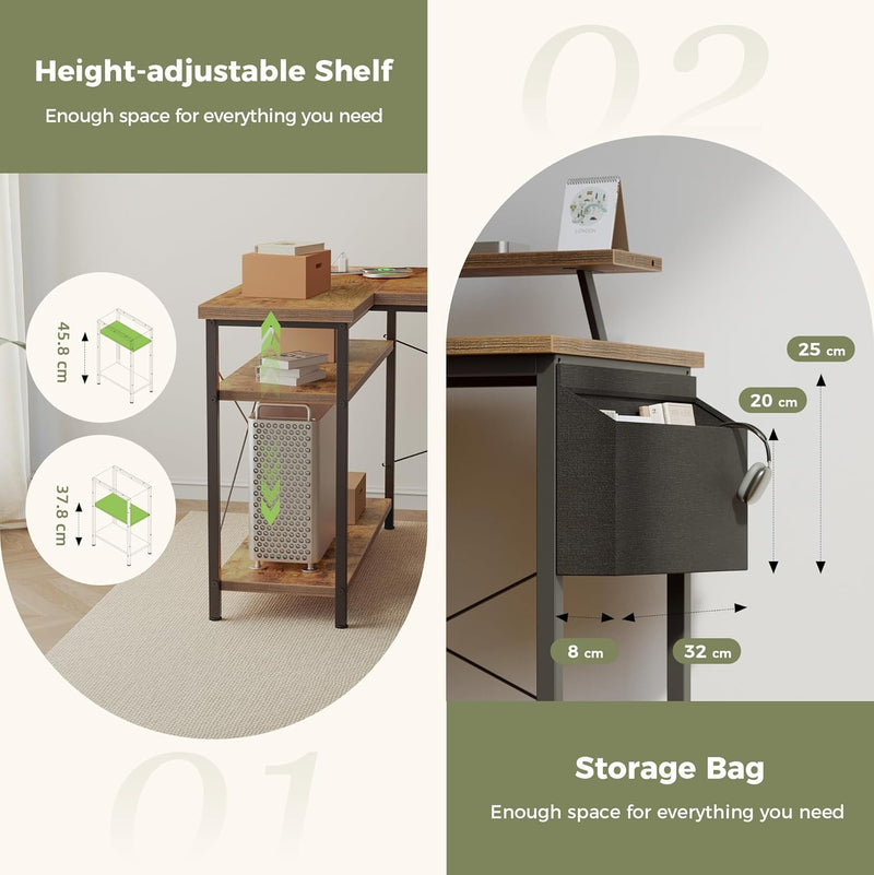 Small L Shaped Desk with Power Outlets 100
