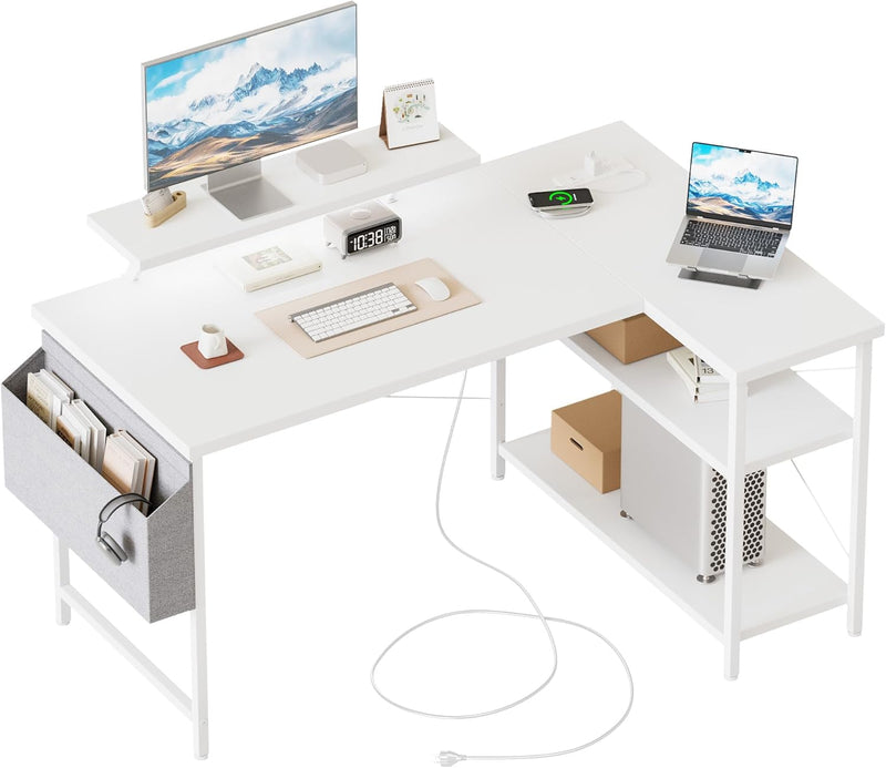 Small L Shaped Desk with Power Outlets 100