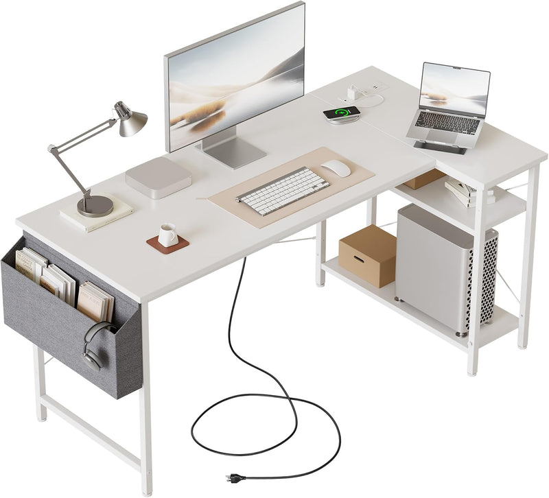 Small L Shaped Desk with Power Outlets 100