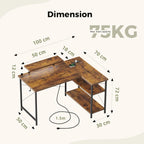 Small L Shaped Desk with Power Outlets 100