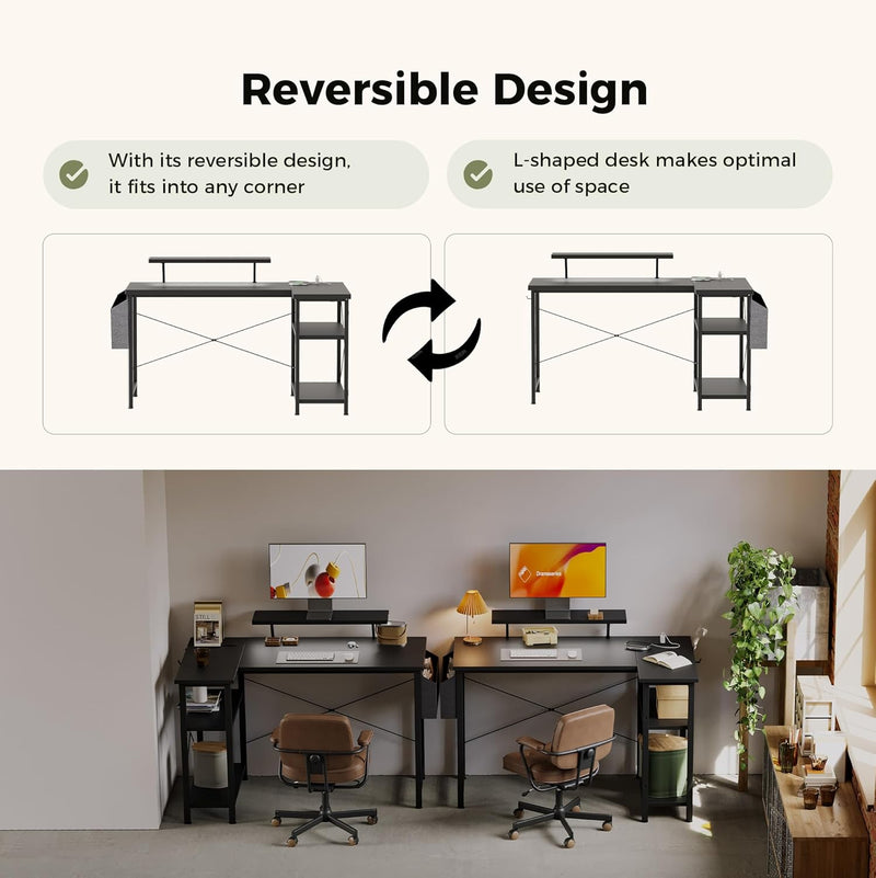 Small L Shaped Desk with Power Outlets 100