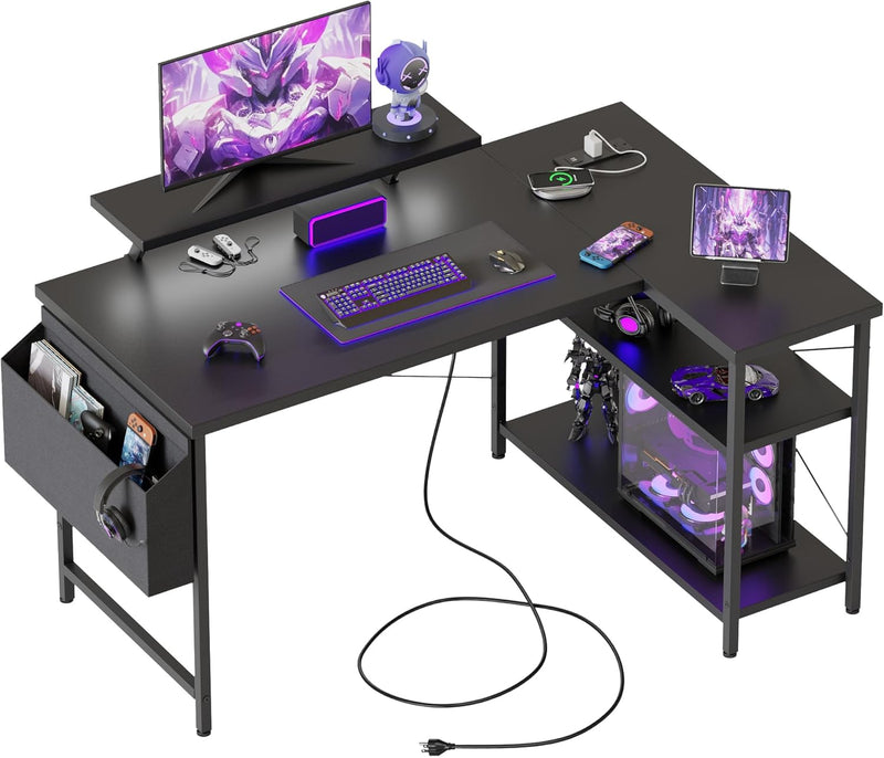 Small L Shaped Desk with Power Outlets 100