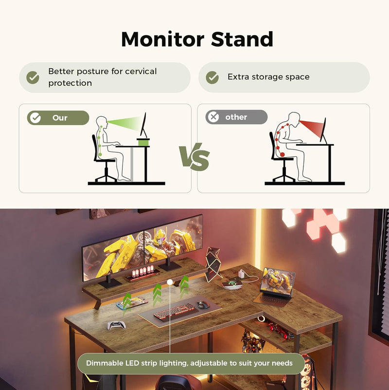 Small L Shaped Desk with Power Outlets 100