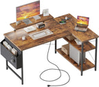 Small L Shaped Desk with Power Outlets 100