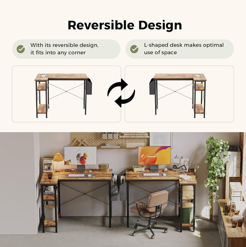Small L Shaped Desk with Power Outlets 100