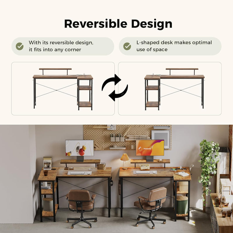 Small L Shaped Desk with Power Outlets 100