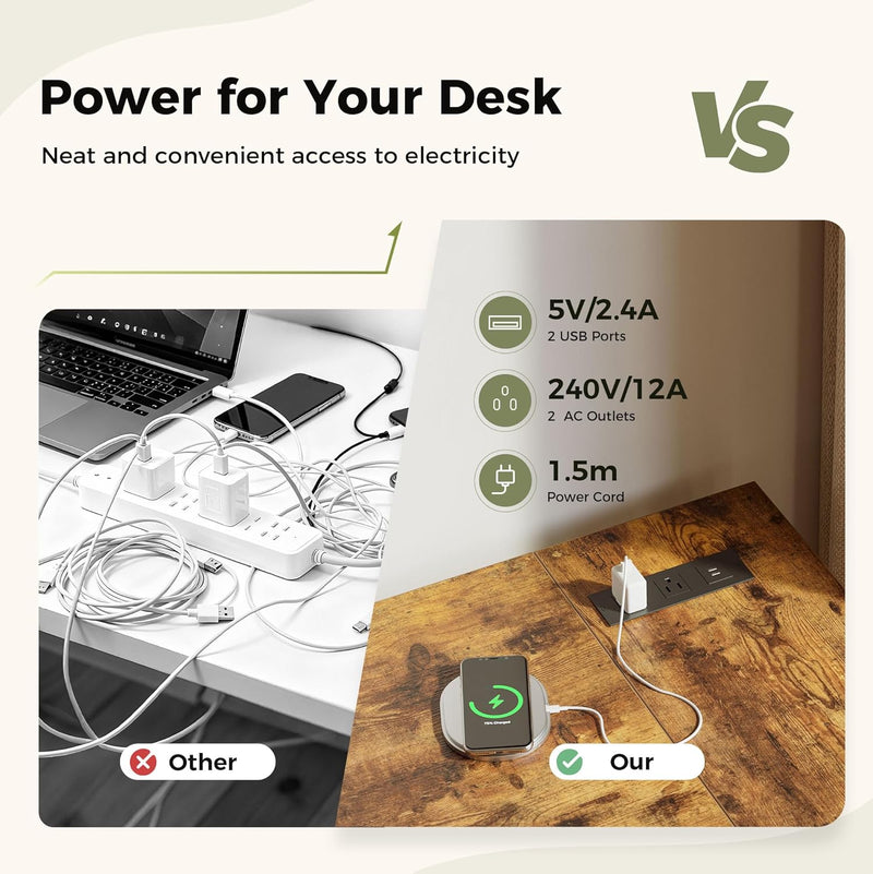 Small L Shaped Desk with Power Outlets 100