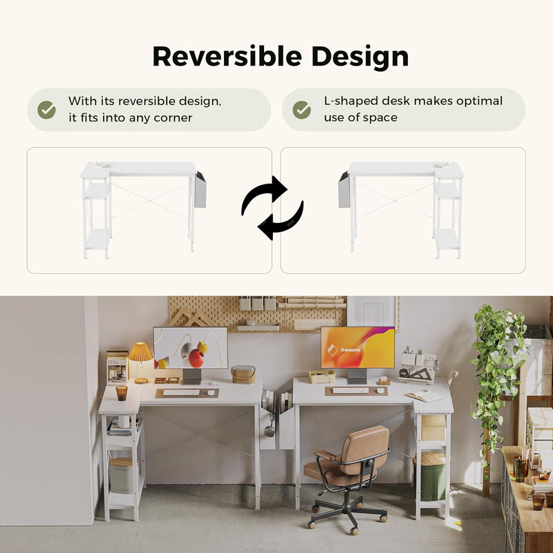 Small L Shaped Desk with Power Outlets 100