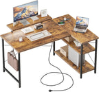 Small L Shaped Desk with Power Outlets 100