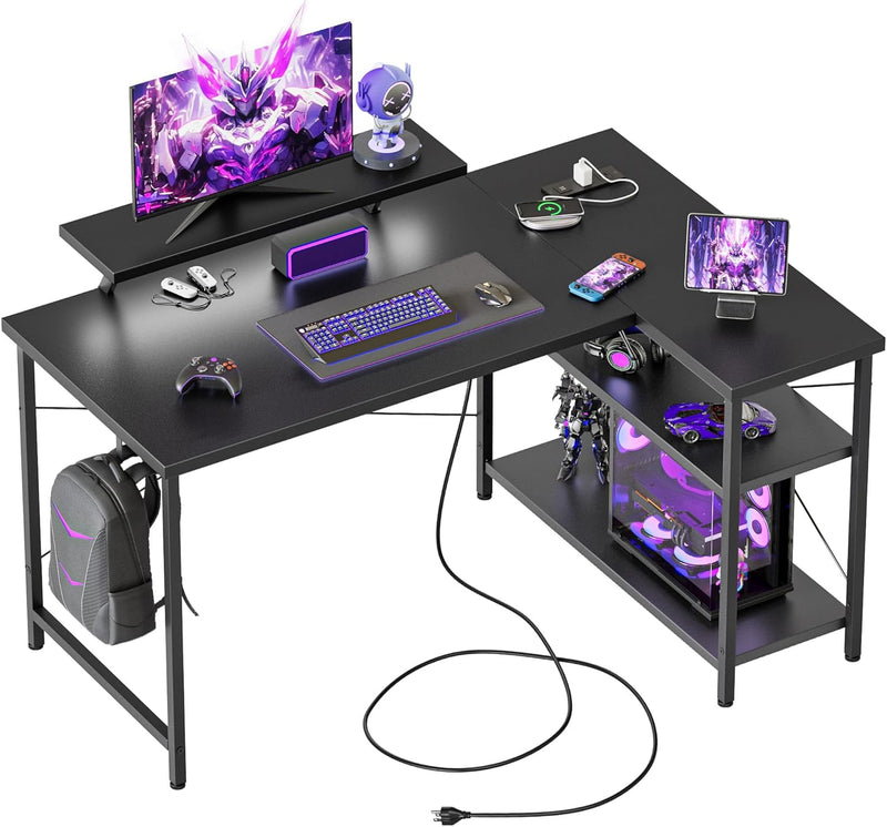 Small L Shaped Desk with Power Outlets 100