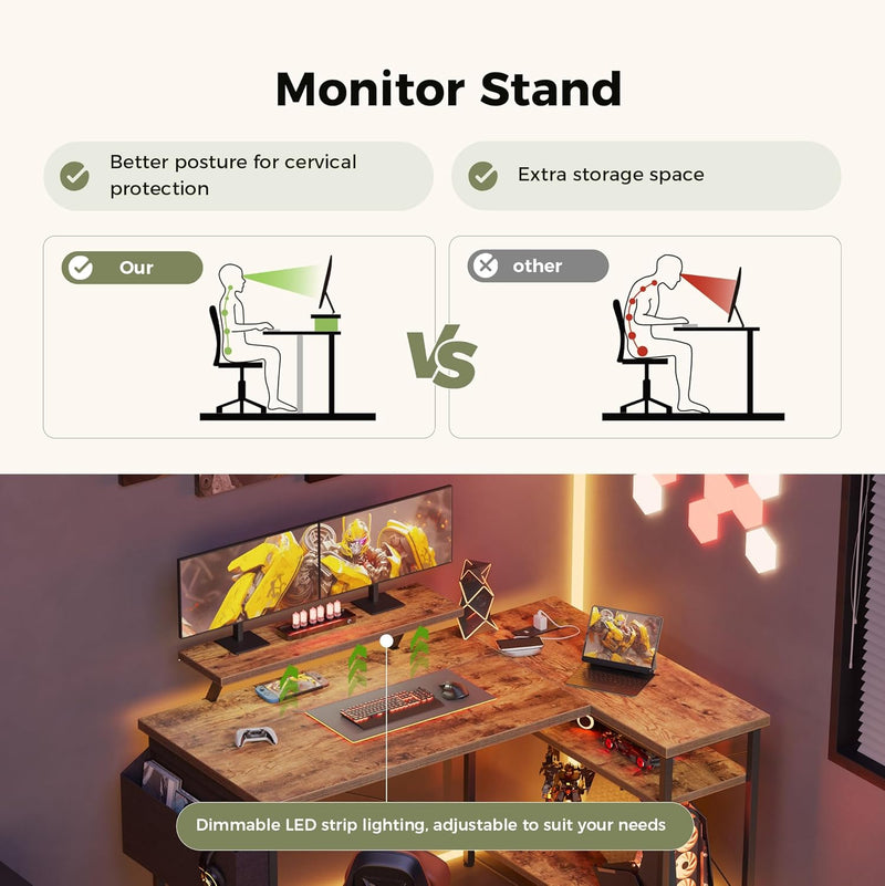 Small L Shaped Desk with Power Outlets 100