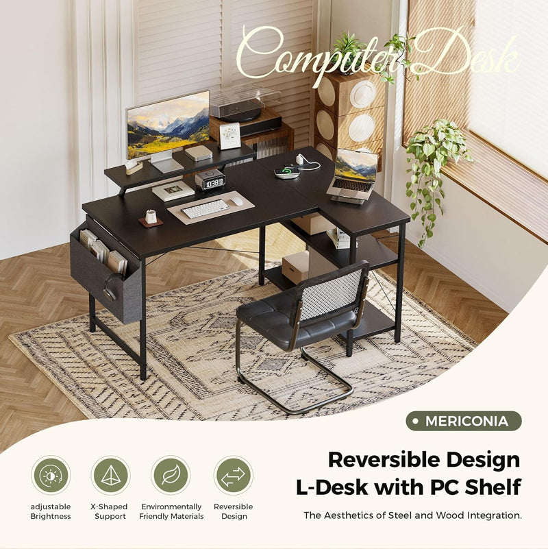 Small L Shaped Desk with Power Outlets 100