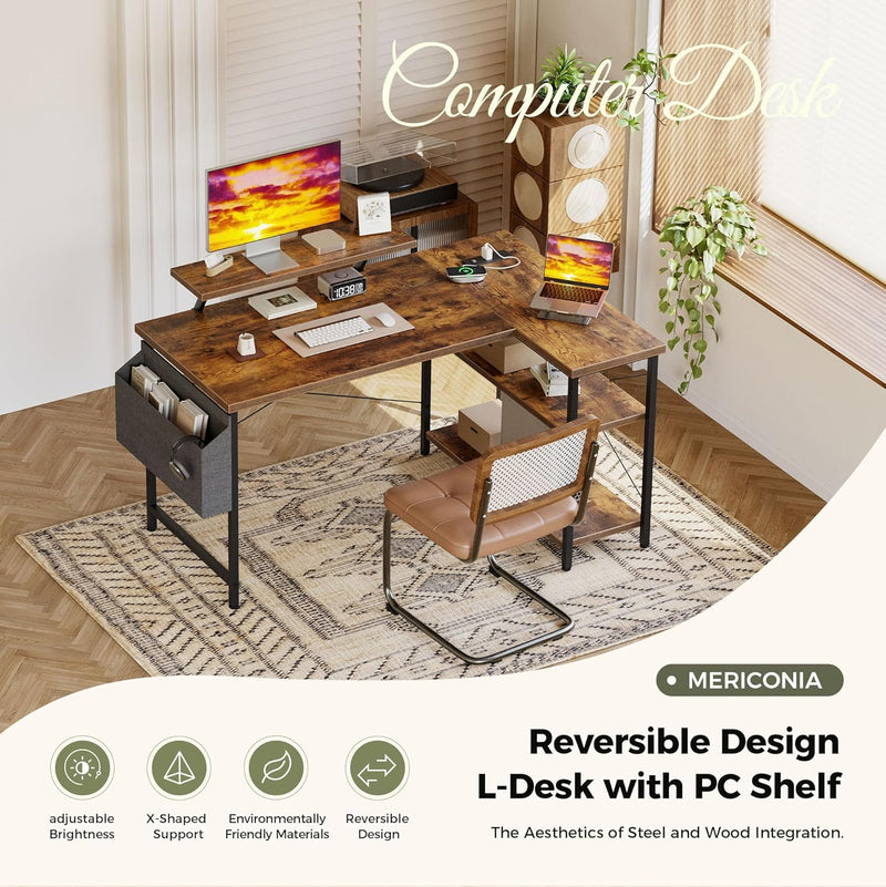 Small L Shaped Desk with Power Outlets 100