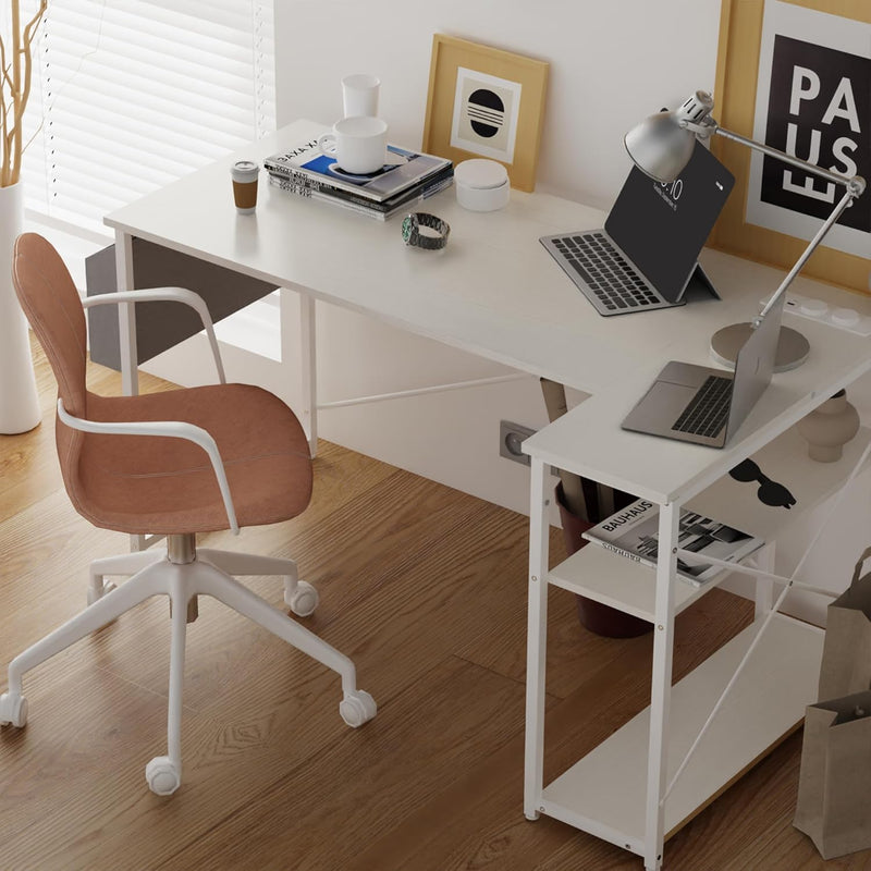Small L Shaped Desk with Power Outlets 100x70CM