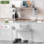 Small L Shaped Gaming Desk with Power Outlets