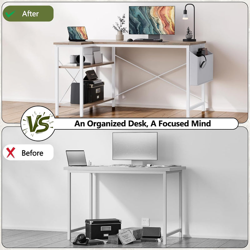 Small L Shaped Gaming Desk with Power Outlets
