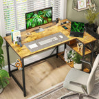 Small L Shaped Gaming Desk with Power Outlets