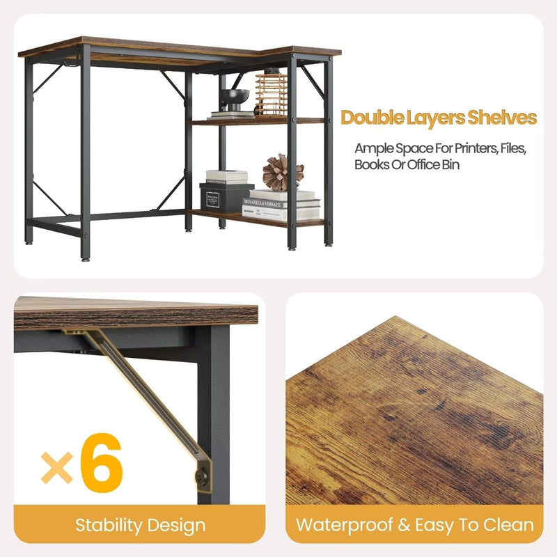 Small L Shaped Gaming Desk with Power Outlets