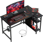 Small L Shaped Gaming Desk with Power Outlets