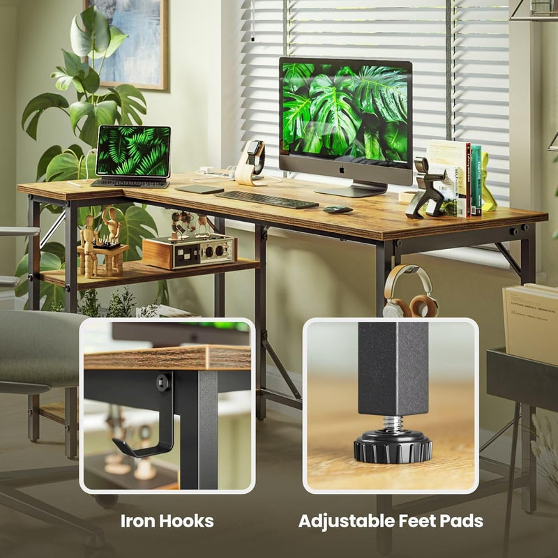 Small L Shaped Gaming Desk with Power Outlets