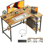 Small L Shaped Gaming Desk with Power Outlets