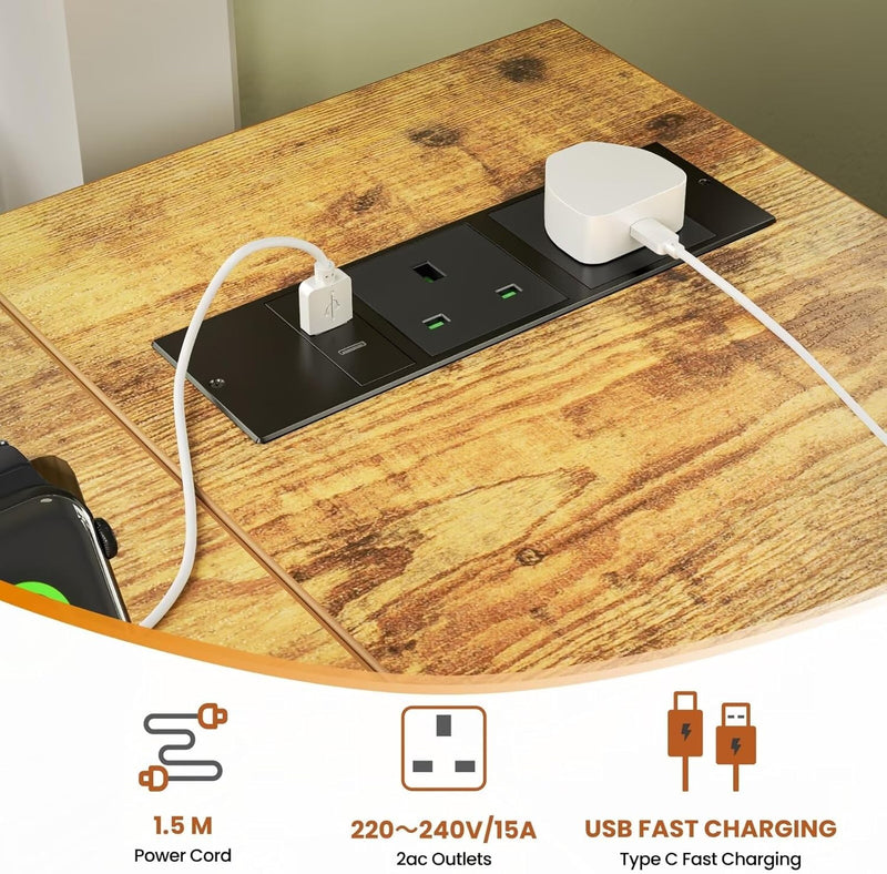Small L Shaped Gaming Desk with Power Outlets