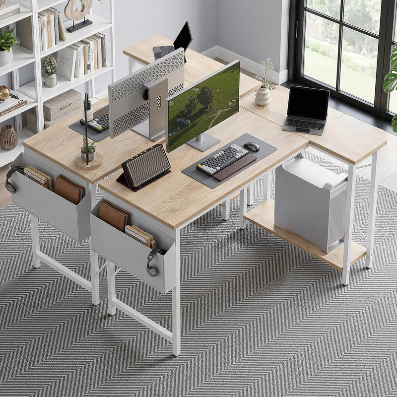 Small L Shaped Gaming Desk with Power Outlets
