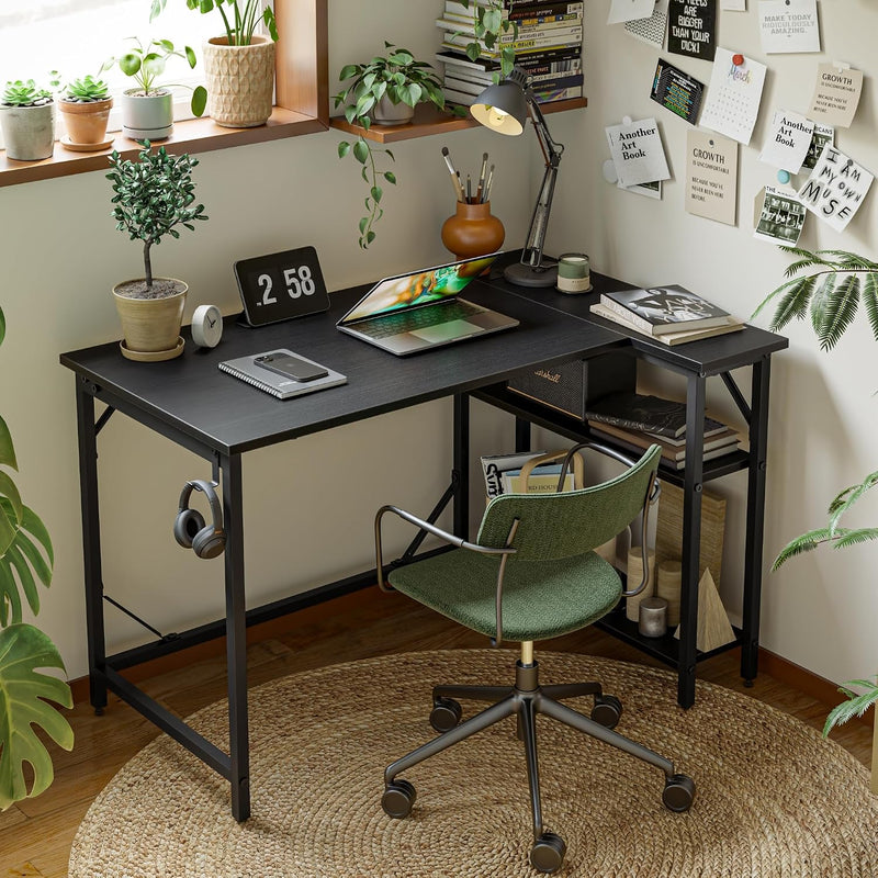 Small L Shaped Gaming Desk with Power Outlets