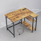 Small L Shaped Gaming Desk with Power Outlets
