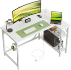 Small L Shaped Gaming Desk with Power Outlets