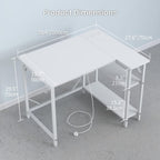 Small L Shaped Gaming Desk with Power Outlets