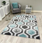 Small Large Duck Egg Hexagon Design Area Rugs
