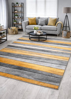 Small Large Mustard Ochre Wave Design Area Rugs