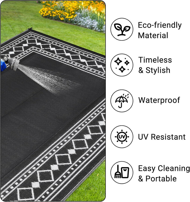 Small Outdoor Rug Waterproof Reversible Patio Portable