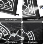 Small Outdoor Rug Waterproof Reversible Patio Portable