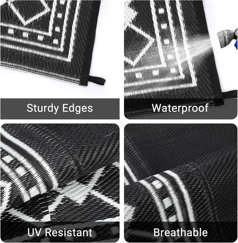 Small Outdoor Rug Waterproof Reversible Patio Portable