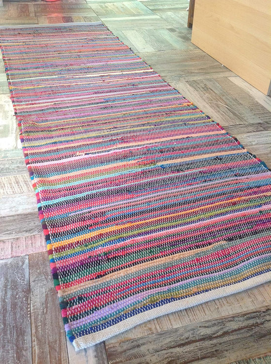 Small Runner Rainbow Eco Friendly Chindi Rag Rug