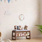 Small Shoe Bench with Cushion Storage Seat Wooden