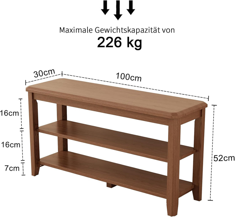 Small Shoe Bench with Cushion Storage Seat Wooden