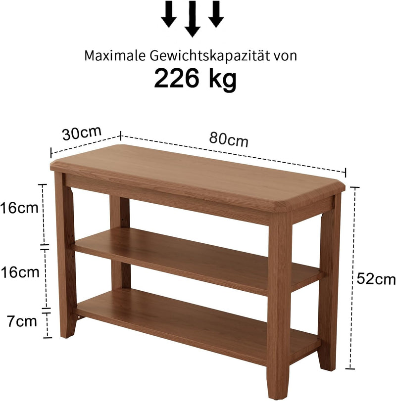 Small Shoe Bench with Cushion Storage Seat Wooden