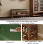 Small Shoe Bench with Cushion Storage Seat Wooden