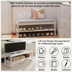 Small Shoe Bench with Cushion Storage Seat Wooden