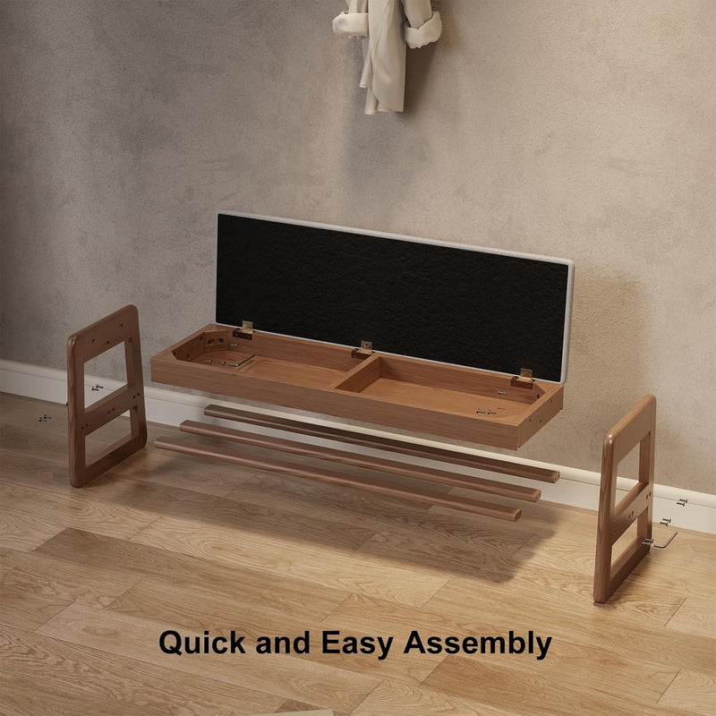 Small Shoe Bench with Cushion Storage Seat Wooden