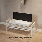 Small Shoe Bench with Cushion Storage Seat Wooden