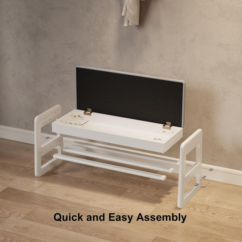 Small Shoe Bench with Cushion Storage Seat Wooden